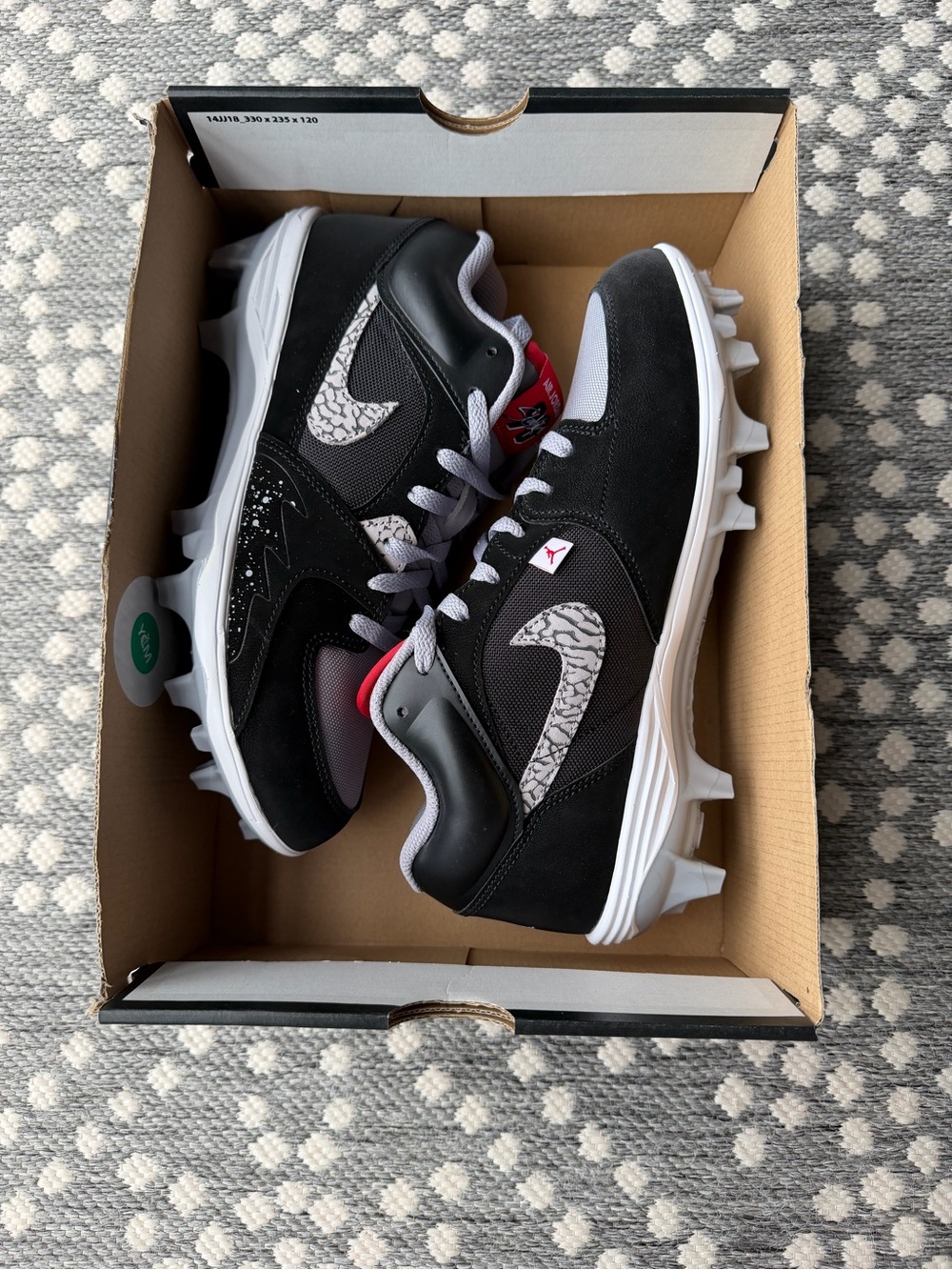 NEW Nike Air Jordan Black Cement Stadium 90 Low Football Cleats SIZE 9 Men’s men